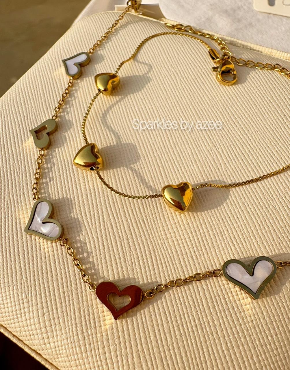 Elegent Heart Bracelet - (18k Gold Plated)